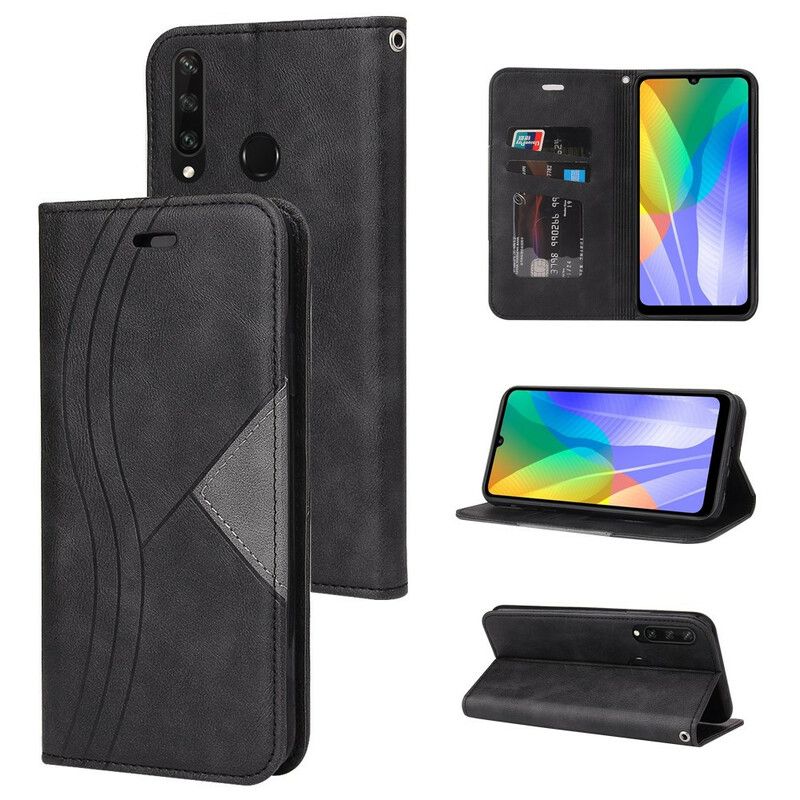 Cover Huawei Y6p Flip Cover Wave Læderstil