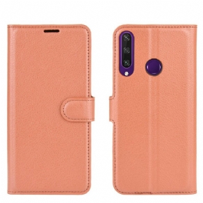 Flip Cover Huawei Y6p Klassisk Litchi Imiteret Læder