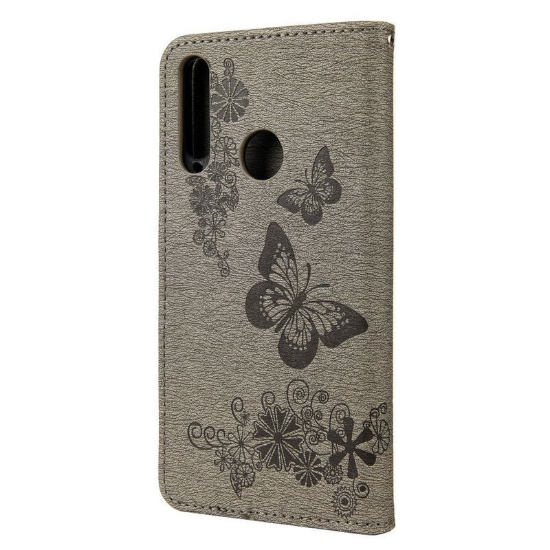 Flip Cover Huawei Y6p Kun Sommerfugle Med Snor