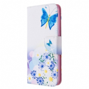 Flip Cover Huawei Y6p Malede Sommerfugle Og Blomster