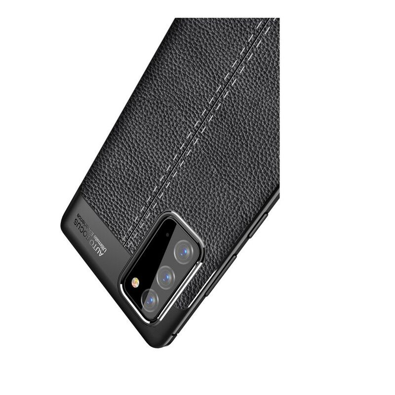 Cover Samsung Galaxy Note 20 Dobbelt Linje Litchi Lædereffekt