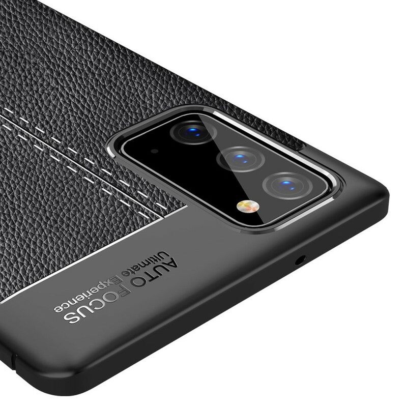 Cover Samsung Galaxy Note 20 Dobbelt Linje Litchi Lædereffekt