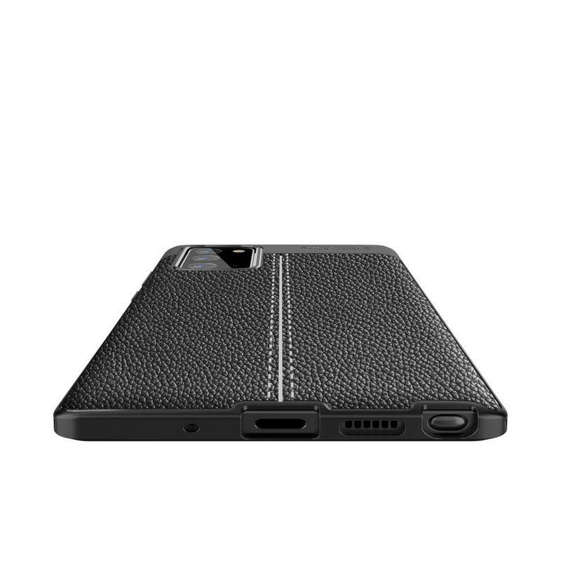 Cover Samsung Galaxy Note 20 Dobbelt Linje Litchi Lædereffekt