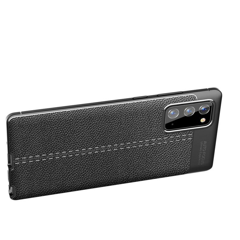 Cover Samsung Galaxy Note 20 Dobbelt Linje Litchi Lædereffekt