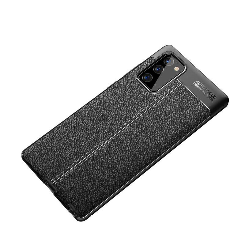 Cover Samsung Galaxy Note 20 Dobbelt Linje Litchi Lædereffekt