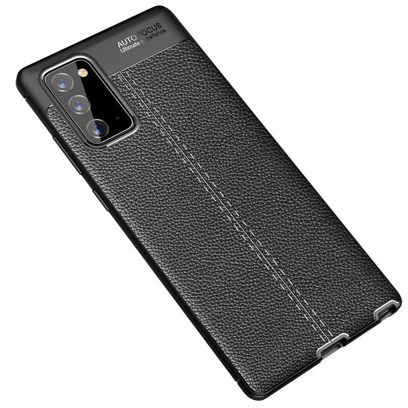 Cover Samsung Galaxy Note 20 Dobbelt Linje Litchi Lædereffekt