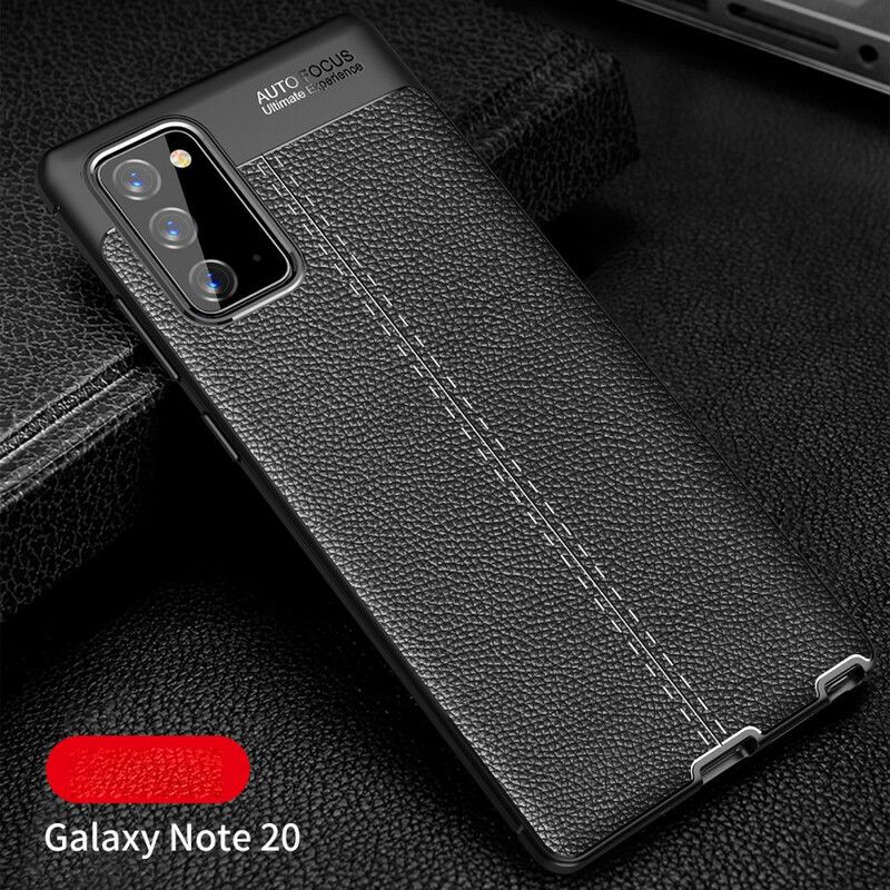 Cover Samsung Galaxy Note 20 Dobbelt Linje Litchi Lædereffekt