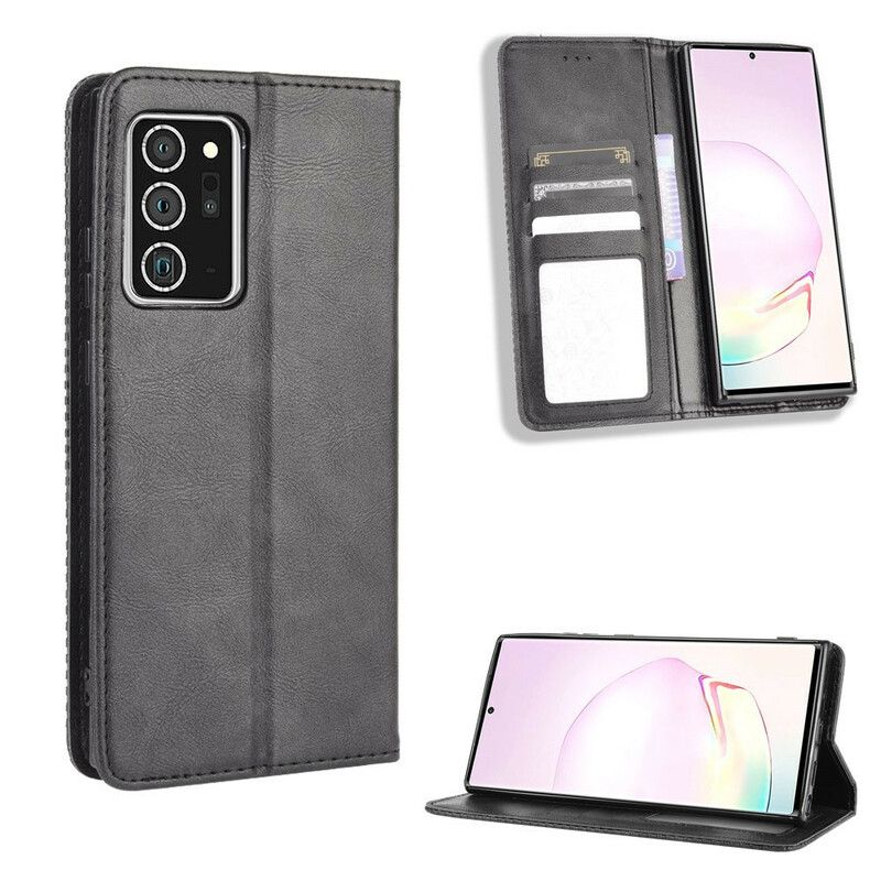 Cover Samsung Galaxy Note 20 Flip Cover Vintage Stiliseret Lædereffekt