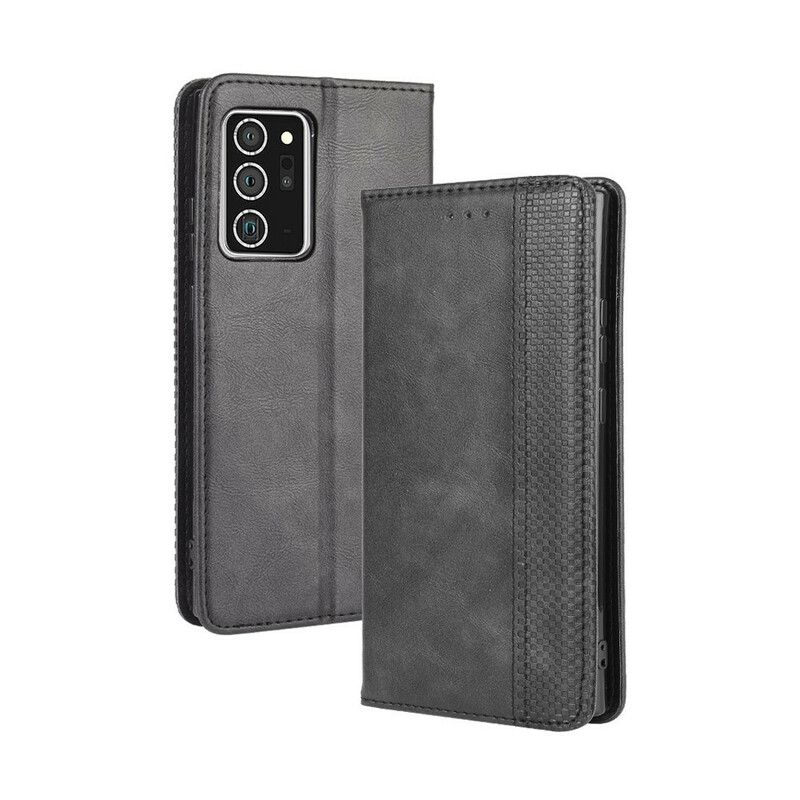 Cover Samsung Galaxy Note 20 Flip Cover Vintage Stiliseret Lædereffekt