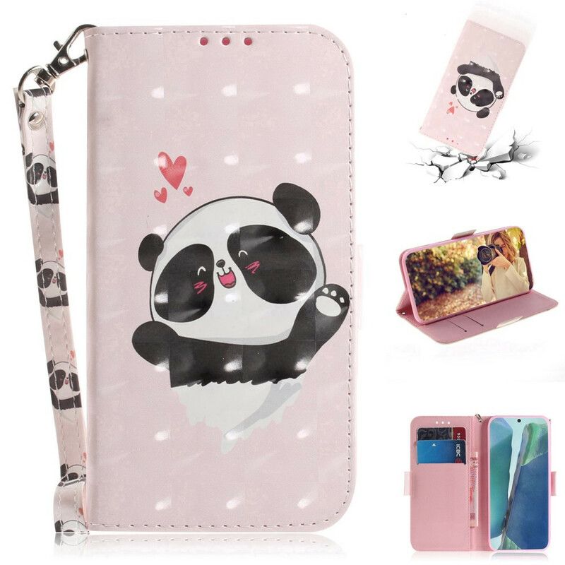 Flip Cover Samsung Galaxy Note 20 Med Snor Panda Love Med Rem