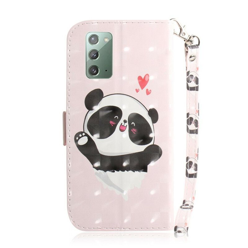 Flip Cover Samsung Galaxy Note 20 Med Snor Panda Love Med Rem