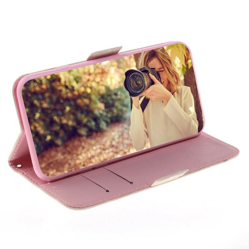 Flip Cover Samsung Galaxy Note 20 Med Snor Thong Blomstertræ