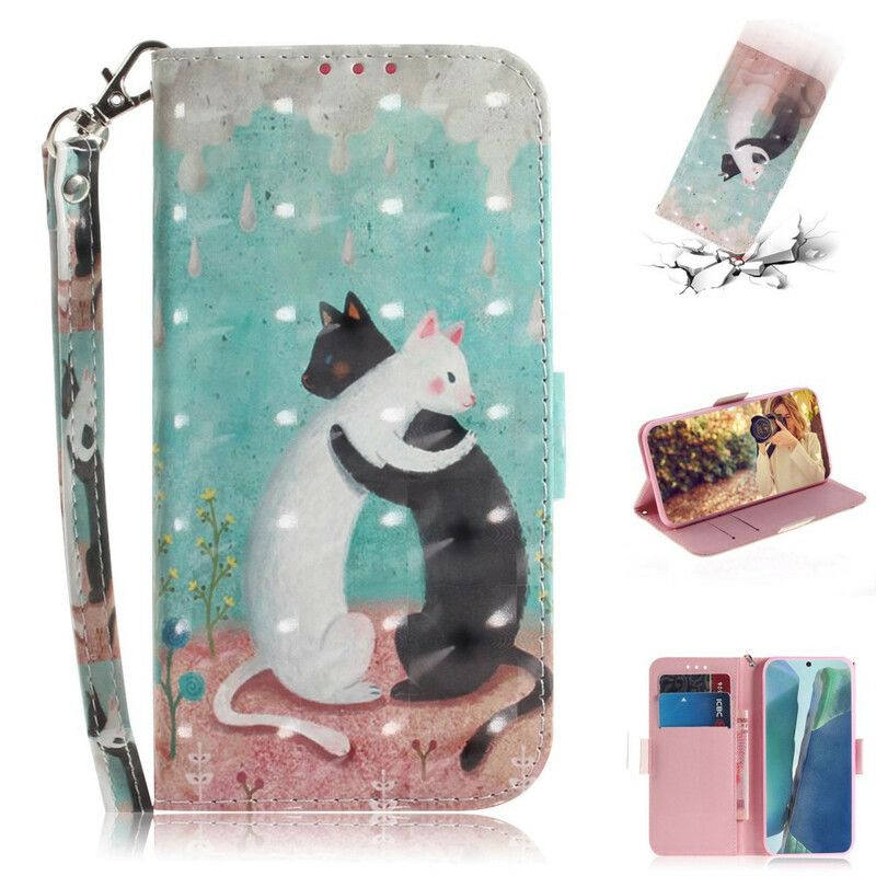 Flip Cover Samsung Galaxy Note 20 Med Snor Thong Cat Friends