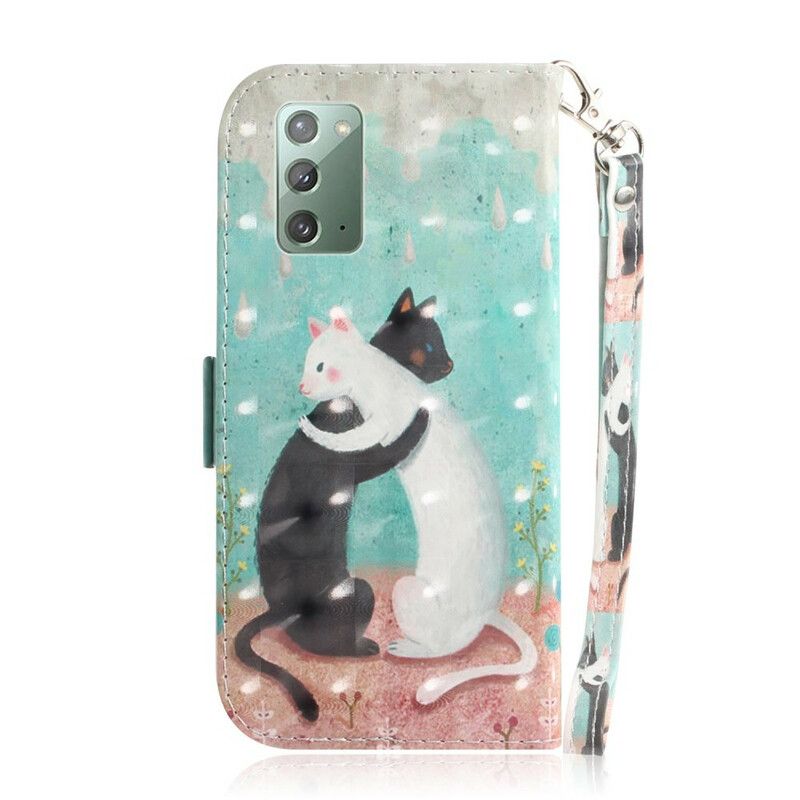 Flip Cover Samsung Galaxy Note 20 Med Snor Thong Cat Friends