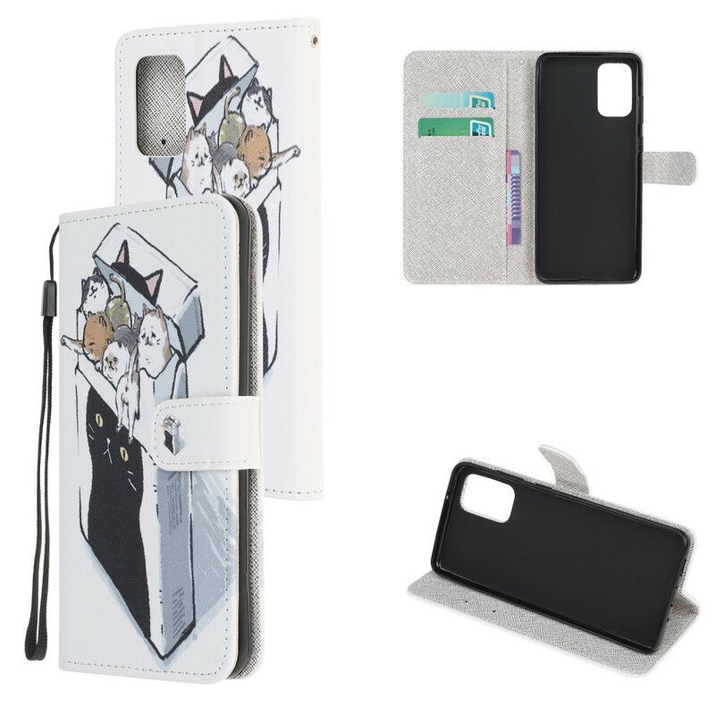 Flip Cover Samsung Galaxy Note 20 Med Snor Thong Cat Levering