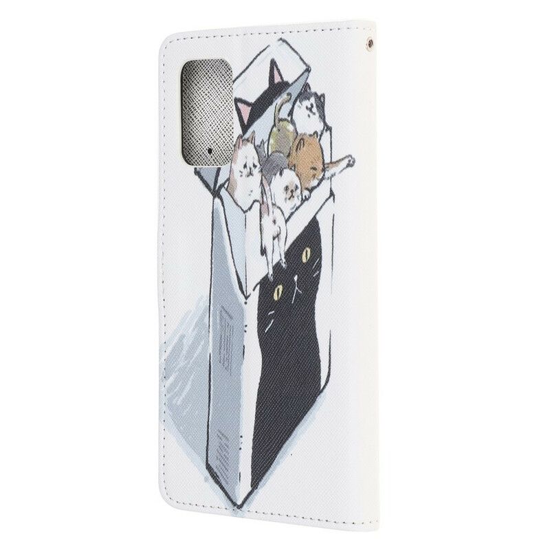 Flip Cover Samsung Galaxy Note 20 Med Snor Thong Cat Levering