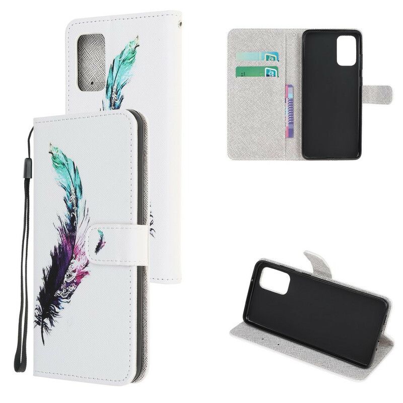 Flip Cover Samsung Galaxy Note 20 Med Snor Thong Fjer