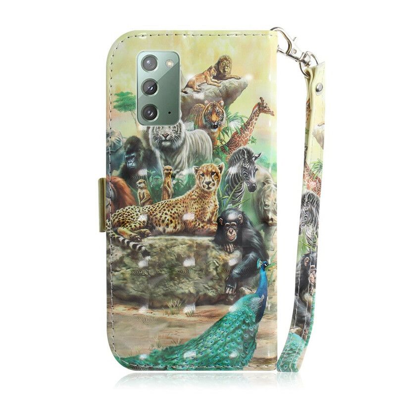 Flip Cover Samsung Galaxy Note 20 Med Snor Thong Safari Dyr