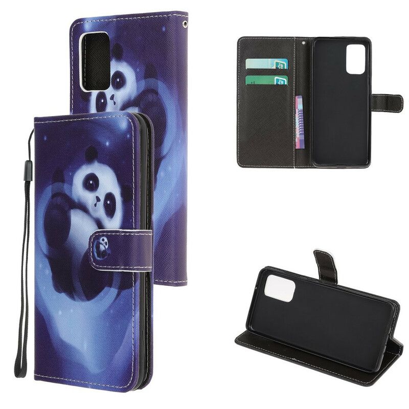 Flip Cover Samsung Galaxy Note 20 Med Snor Thong Space Panda