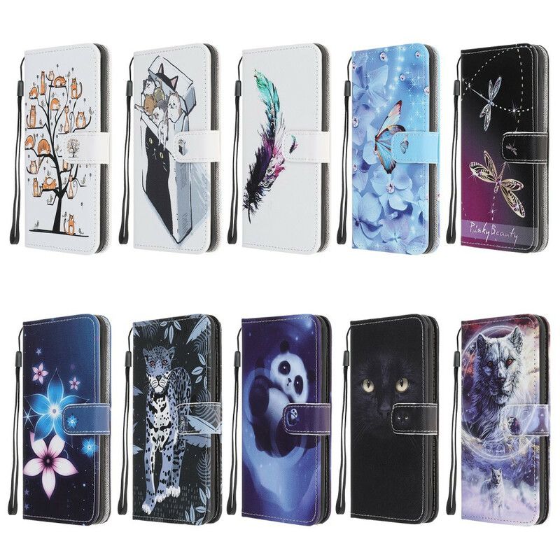 Flip Cover Samsung Galaxy Note 20 Med Snor Thong Space Panda