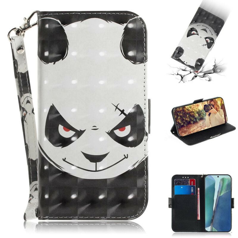 Flip Cover Samsung Galaxy Note 20 Med Snor Vred Panda Med Rem