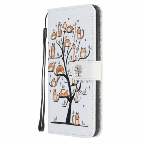 Læder Cover Samsung Galaxy Note 20 Med Snor Funky Katte Med Rem