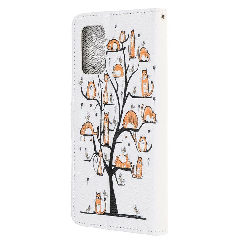 Læder Cover Samsung Galaxy Note 20 Med Snor Funky Katte Med Rem