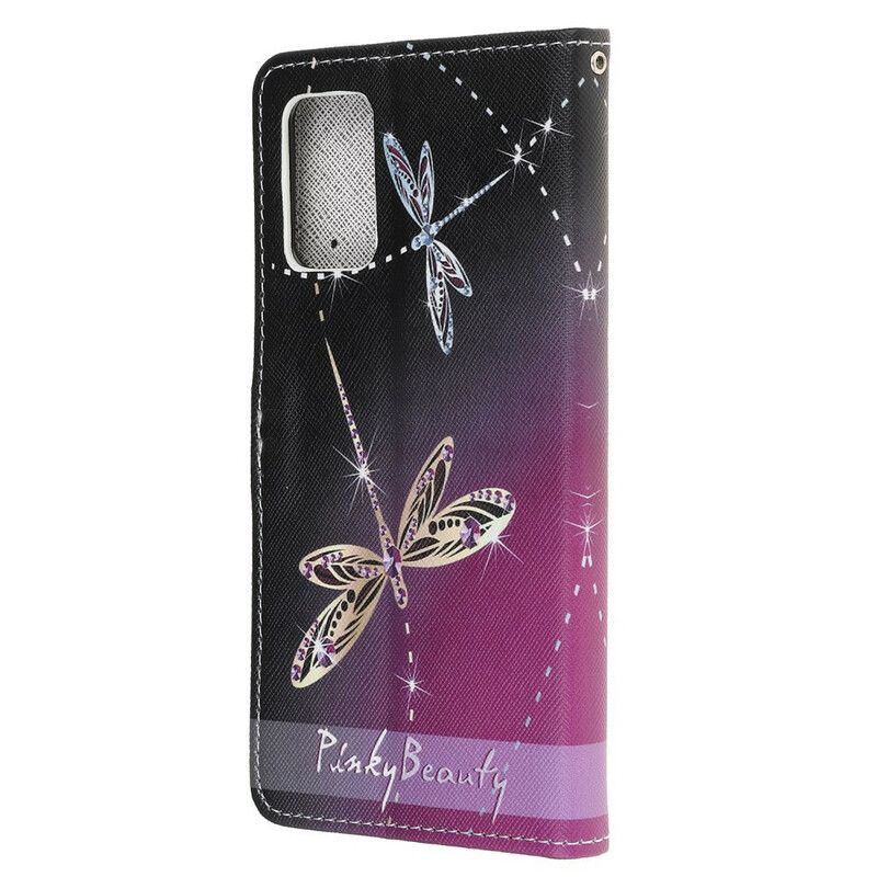 Læder Cover Samsung Galaxy Note 20 Med Snor Thong Dragonflies