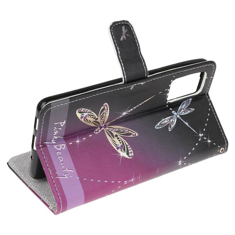 Læder Cover Samsung Galaxy Note 20 Med Snor Thong Dragonflies