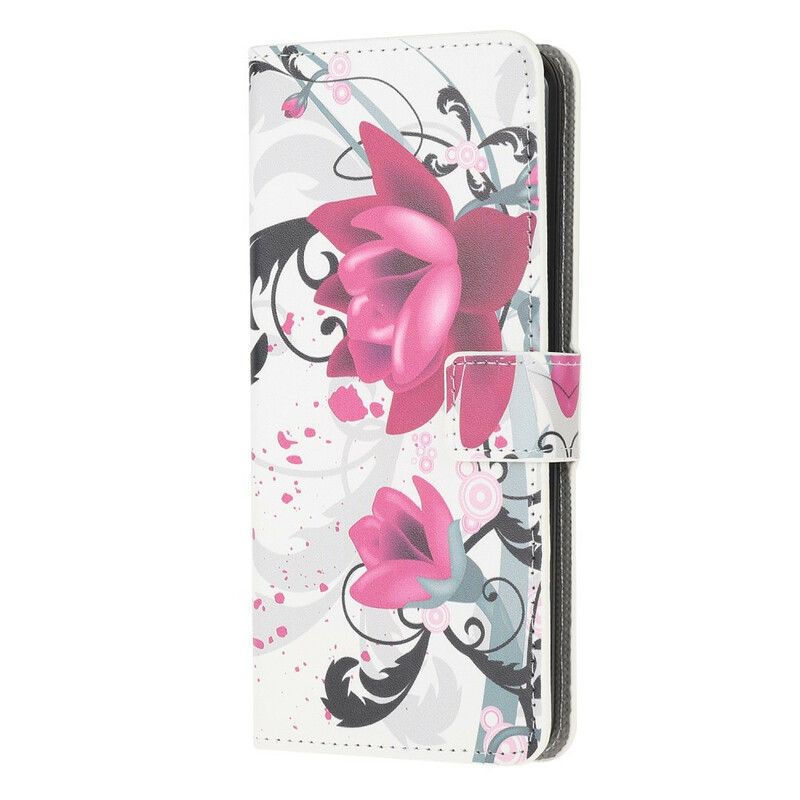 Læder Cover Samsung Galaxy Note 20 Tropiske Blomster