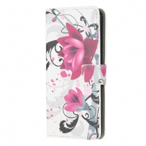 Læder Cover Samsung Galaxy Note 20 Tropiske Blomster