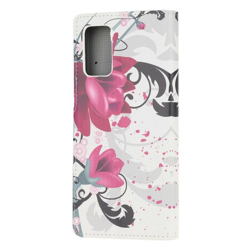 Læder Cover Samsung Galaxy Note 20 Tropiske Blomster