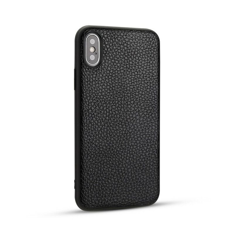 Cover iPhone X / XS Ægte Litchi Læder