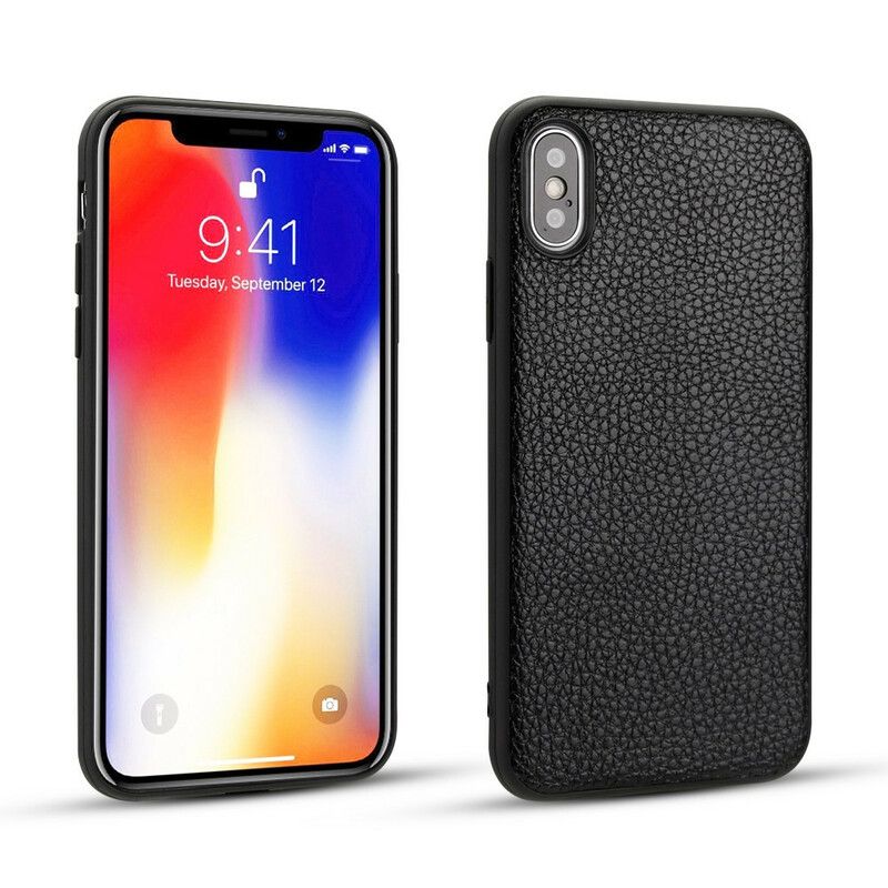 Cover iPhone X / XS Ægte Litchi Læder