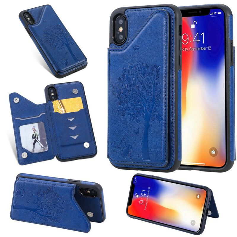 Cover iPhone X / XS Cat Printing Support Card Holder