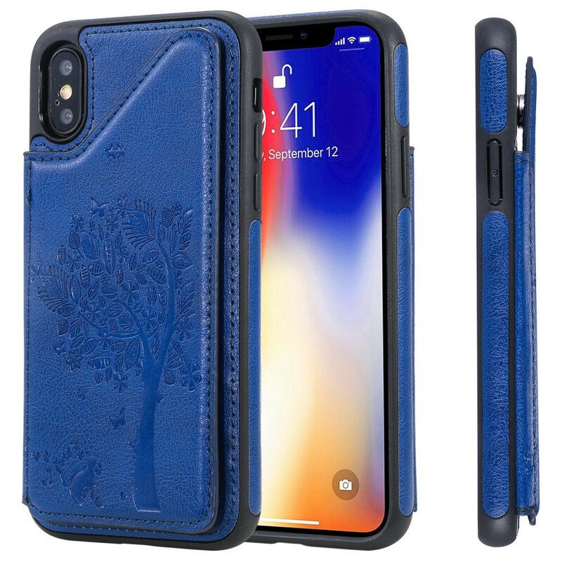 Cover iPhone X / XS Cat Printing Support Card Holder