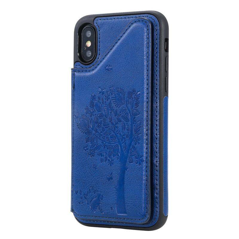 Cover iPhone X / XS Cat Printing Support Card Holder