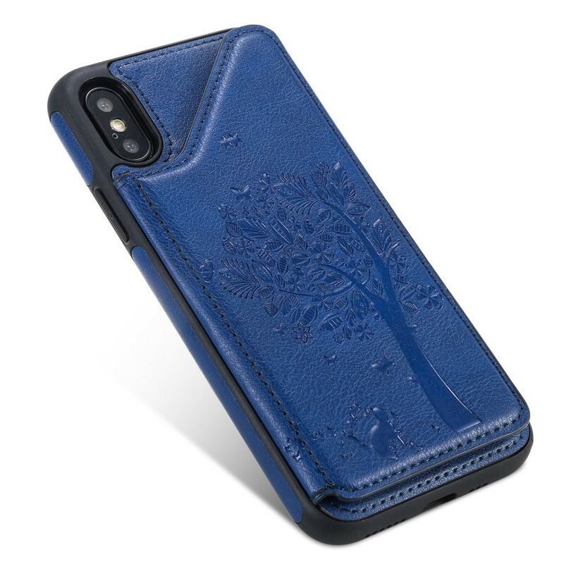 Cover iPhone X / XS Cat Printing Support Card Holder