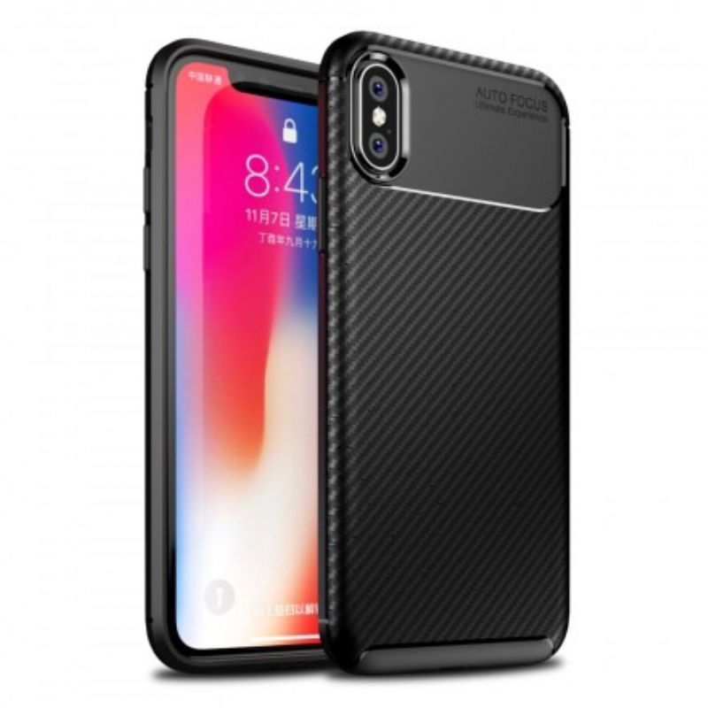 Cover iPhone X / XS Fleksibel Kulfibertekstur