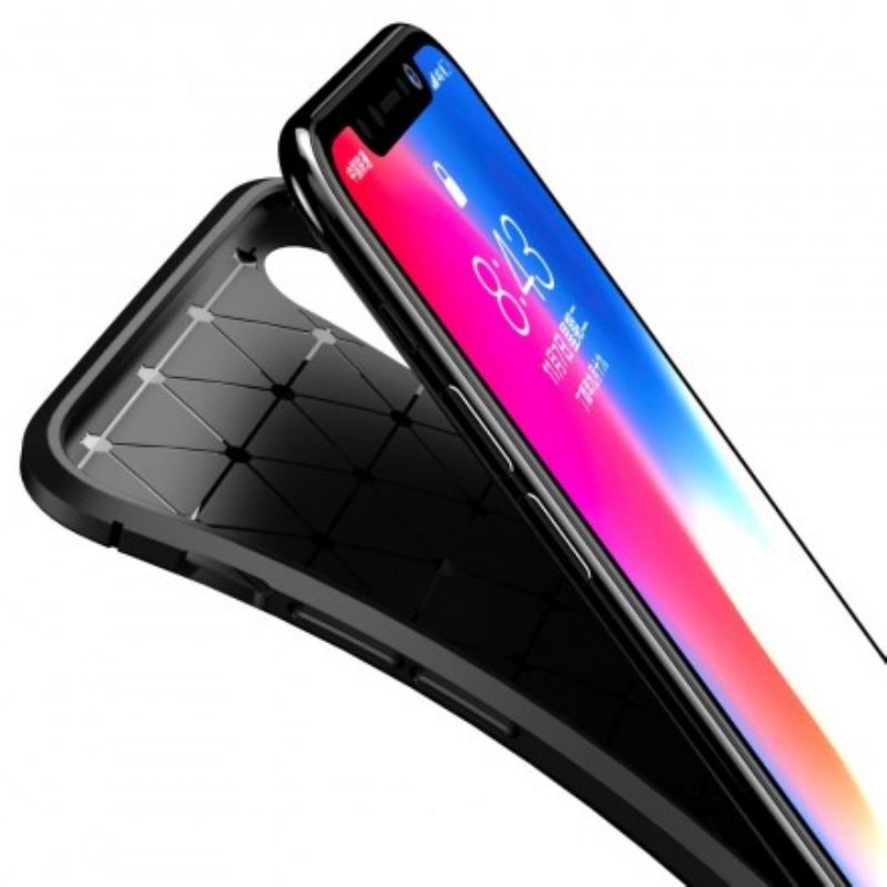 Cover iPhone X / XS Fleksibel Kulfibertekstur