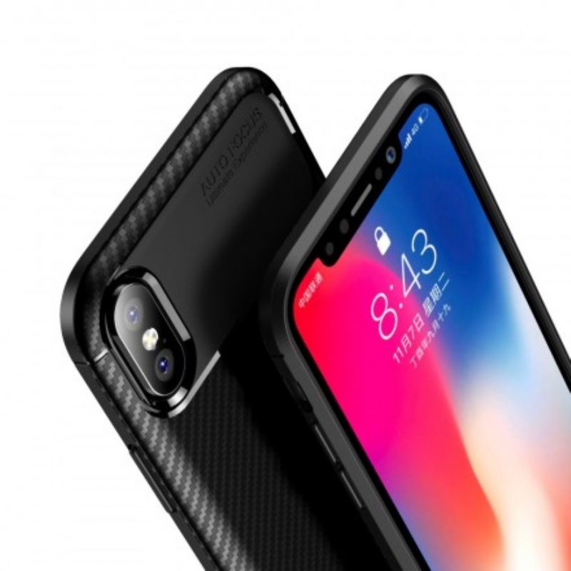 Cover iPhone X / XS Fleksibel Kulfibertekstur