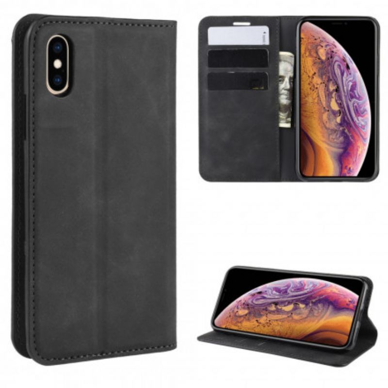 Cover iPhone X / XS Flip Cover Silkeagtig Lædereffekt