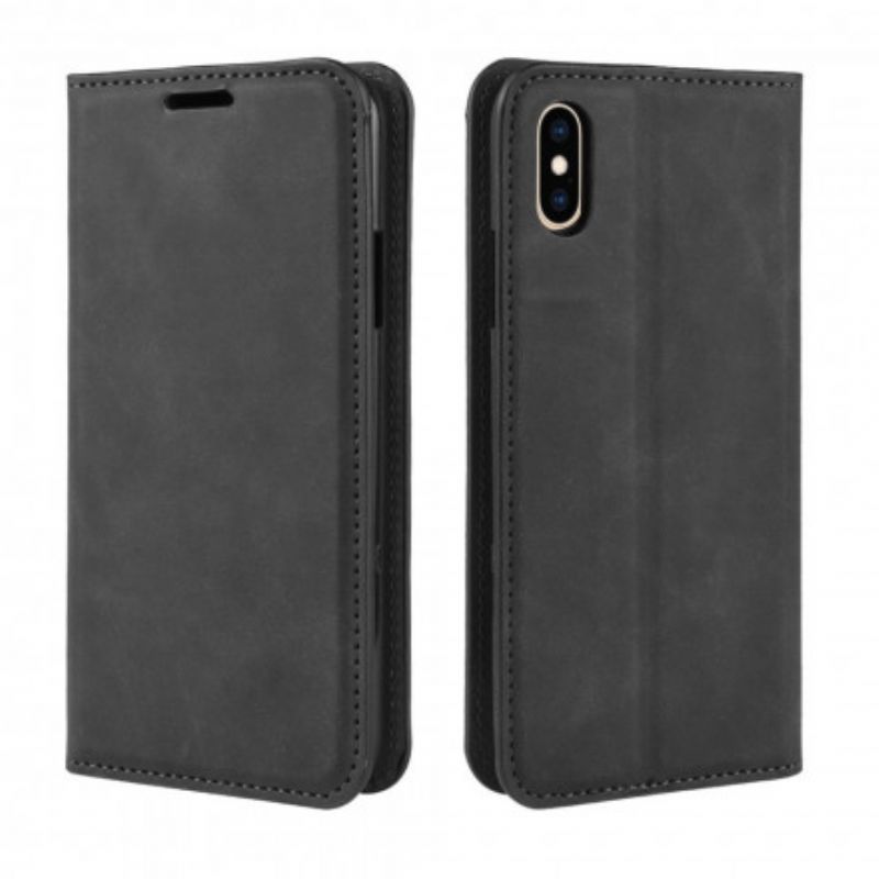 Cover iPhone X / XS Flip Cover Silkeagtig Lædereffekt