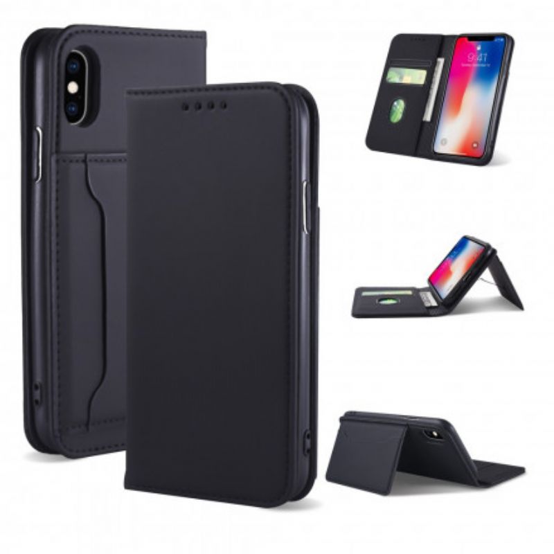 Cover iPhone X / XS Flip Cover Støttekortholder