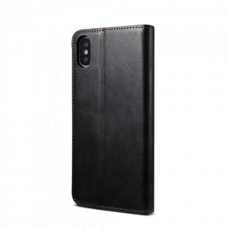 Cover iPhone X / XS Flip Cover Voksbehandlet Kunstlæder