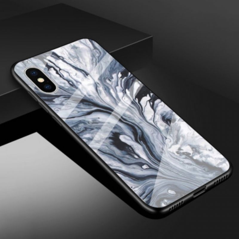 Cover iPhone X / XS Marmor Hærdet Glas