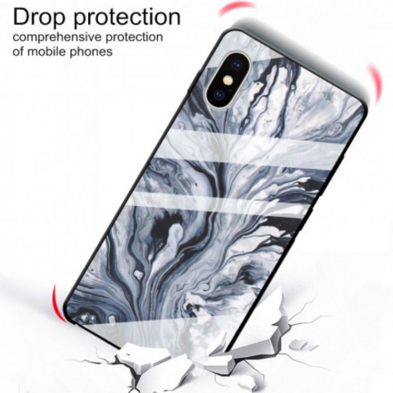 Cover iPhone X / XS Marmor Hærdet Glas