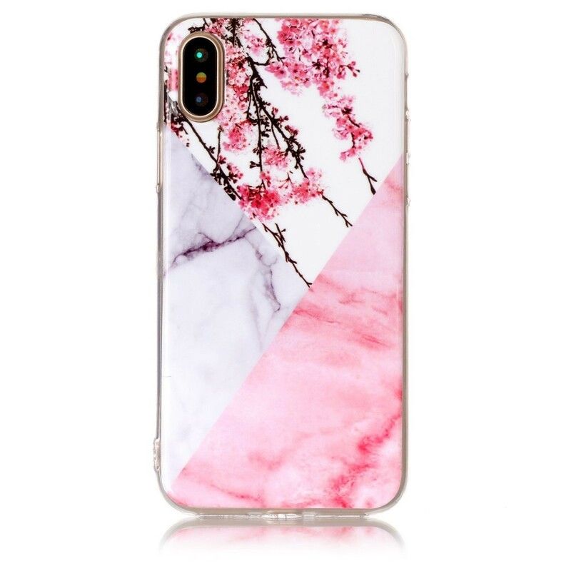 Cover iPhone X / XS Marmoreret Blommeblomst