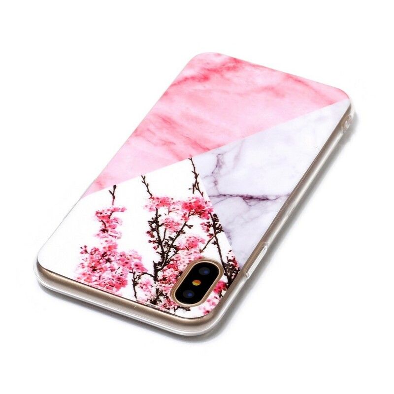 Cover iPhone X / XS Marmoreret Blommeblomst