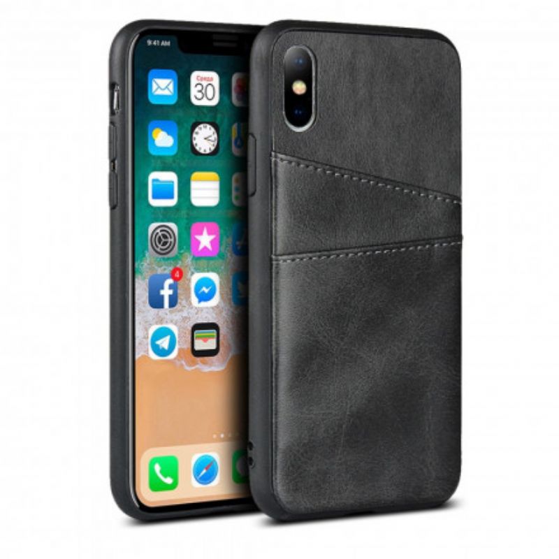 Cover iPhone X / XS Monokrom Dobbelt Kortholder